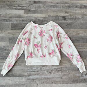 Treasures Shabby Chic cottagecore floral long sleeve pull over crop small D49